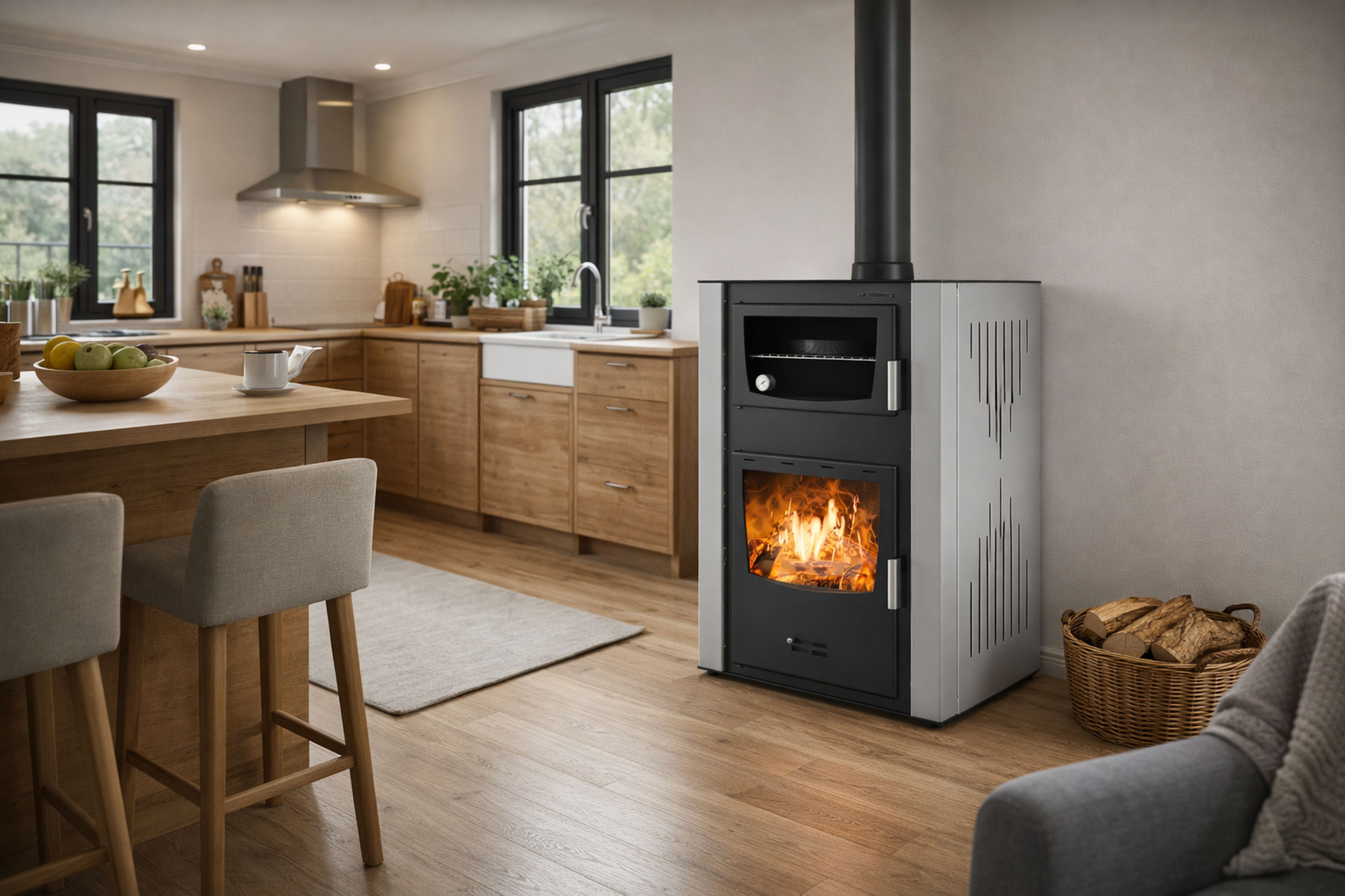 Τζάκι με ξύλα, φούρνο και υδροθάλαμο